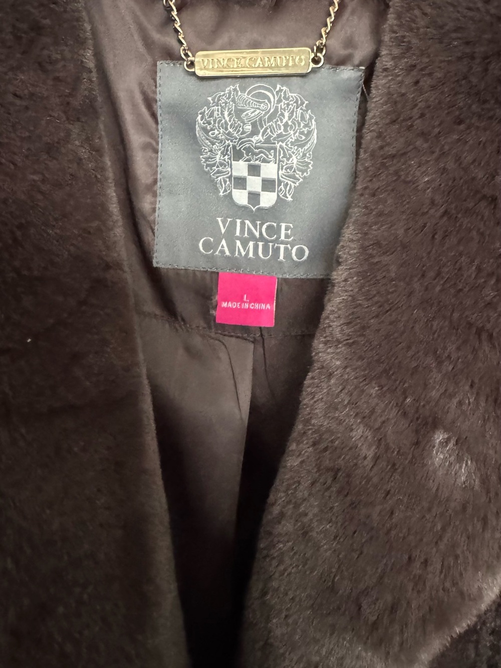 Vince Camuto Plush Faux Fur Jacket in Dark Brown - Picture 2 of 3